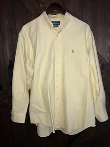 POLO RALPH LAUREN UOMO Giallo Yarmouth Oxford con bottoni taglia 16 1/2 - 34 - Foto 1 di 6