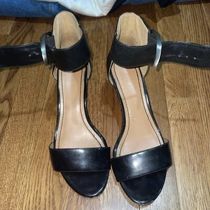 Nine West Black Strap Wedge Shoes Size 7 - Picture 1 of 6