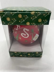 Dillard's Trimmings Red Merry Christmas Glass Ball Ornament NIB - Picture 1 of 8