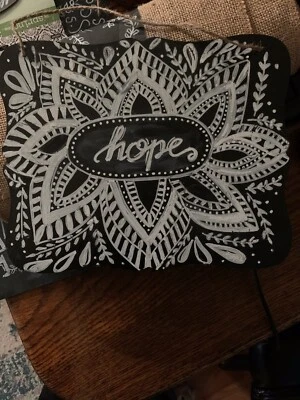 Chalkboard Art , “ Hope”  8x 10 Rectangular Board W/ Twine Hanger , Homemade - Image 1 of 2
