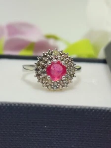 Natural Red Ruby & Sapphire Ring Sterling Silver 925 Size 8 - Picture 1 of 10