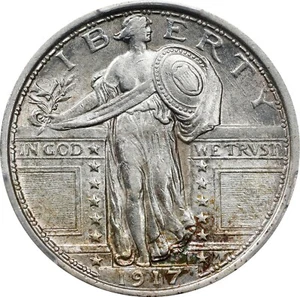 1917 Standing Liberty Quarter. Typ I PCGS AU-55 - Bild 1 von 3