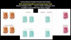 Liberia 1999 Guinea Bissau President Kumba Yala Embalo Set x3 Imperf Bloc MNH - Picture 1 of 4