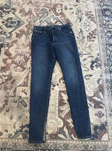Gr. 10/30 Good American Good Boy einfarbig blau Schlitz Knöchel gerade Jeans - Bild 1 von 9