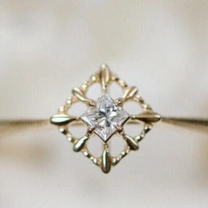 1.15Ct Princess Cut Simulated Diamond Engagement Women Ring 925 Sterling Silver - Picture 1 of 4