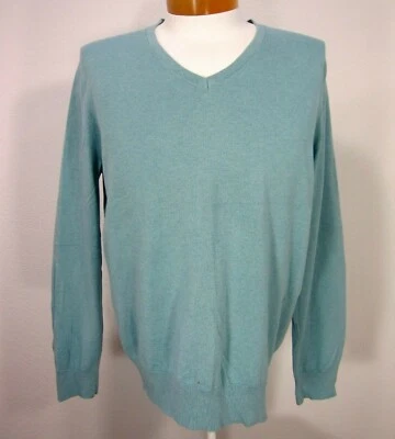 Banana Republic Long Sleeve V Neck Sweater Sz  L Large Blue Silk Cashmere Blend  - Image 1 of 4
