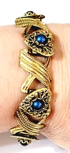 Vintage Herz Armband Buchkette filigran goldfarben Mid Century romantisch gbr-16 - Bild 1 von 9