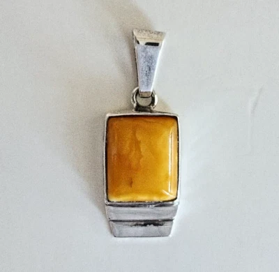 Colgante de ámbar báltico caramelo genuino en plata de ley 925, 4 g Foto 1 de 4
