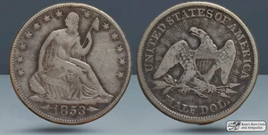 1853 Liberty Seated Half Dollar Arrows and Rays, Very Fine Details Scratch C7850 - Picture 1 of 1
