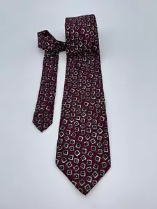 FERRELL REED Men's SILK Tie Magenta Red Square Geo Pattern Very Nice\ Look!! - Picture 1 of 4