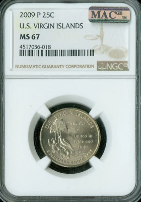 2009 P VIRGIN ISLAND QUARTER  NGC MS67 PQ RARE MAC SPOTLESS . - Image 1 of 2