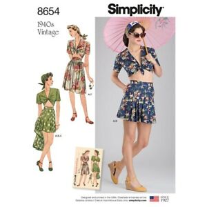 Simplicity 8654 Misses 4-20 Crop Top Skirt Shorts Culottes Beach Wrap Pattern