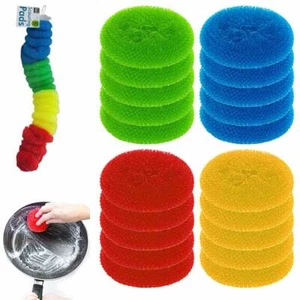 20 Round Sponge Scouring Wash Pads Kitchen Dishes Cleaner Scour Scrub Cleaning - Picture 1 of 1
