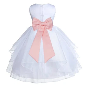 Flower Girl Dress Communion Pageant Wedding Easter Graduation Bridesmaid ORGANZA - Picture 1 of 27
