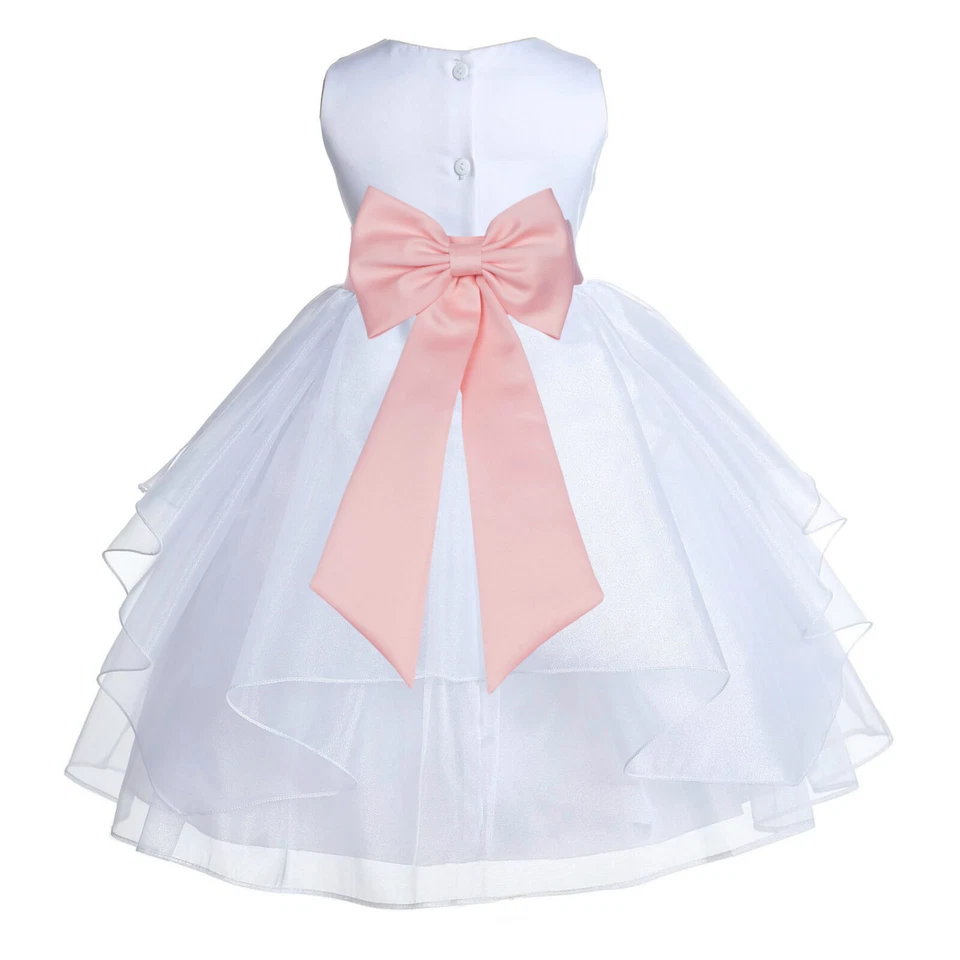 Flower Girl Dress Communion Pageant Wedding Easter Graduation Bridesmaid ORGANZA - Image 1 of 1