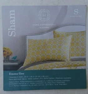 JCP Home Expressions Emma Geo Standard Pillow Sham 20" x 26" Yellow/White - Picture 1 of 3