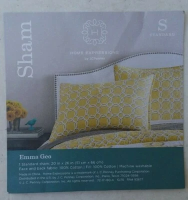 JCP Home Expressions Emma Geo Almohada Estándar Falsa 20" x 26" Amarillo/Blanco Foto 1 de 3