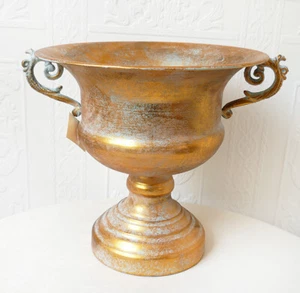 Amphore Pokal Blumentopf Pflanztopf Pflanzschale Ornament Antik Gold H27cm Ø28cm - Bild 1 von 4