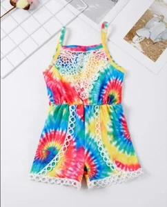 NEW Boutique Tie Dye Girls Romper Jumpsuit - Picture 1 of 6