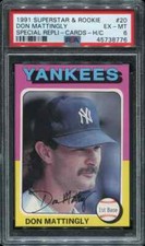 PSA 6 EX MINT 1991 SUPERSTAR & ROOKIE REPLI-CARDS DON MATTINGLY #20 YANKEES B215