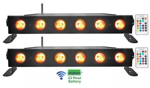 (2) Rockville BEST STRIP 60 Black Rechargeable Wash Light Bars w/Wireless DMX - Picture 1 of 10