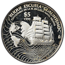 Mexico 1999 5 Pesos Silver Coin Buque Escuela Cuauhtemoc - Proof