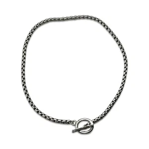 WALDOR & CO Staineless Steel Dual Venetian Box Chain T-bar Bracelet/Necklace 14” - Picture 1 of 16