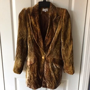 Vtg Stella Cadente Velvet Blazer SZ 0 Brown Psychedelic Hippy Art To Wear PARIS - Picture 1 of 14