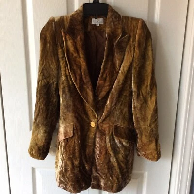 Blazer de veludo vintage Stella Cadente tamanho 0 marrom psicodélico hippie arte para usar PARIS - Imagem 1 de 4