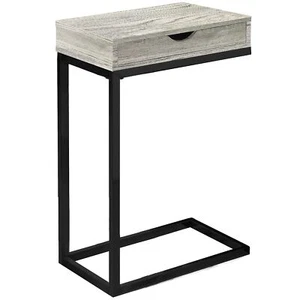 10.25 X 15.75 X 24.5 Grey Finish Drawer And Black Metal Accent Table - Picture 1 of 5