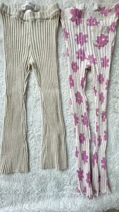 Zara Mädchen rosa Blumen und hellbraun Legging Paket Größe 4-5 - Bild 1 von 4