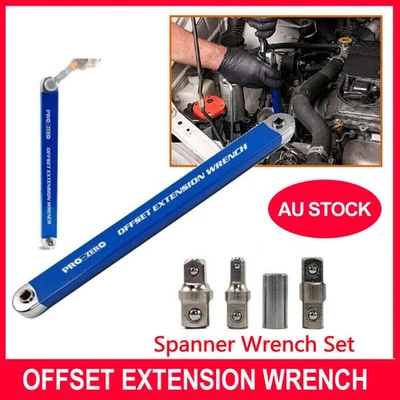 39cm Spanner Offset Extension Wrench Set Ratchet Spanner Extender with Adapters - image 1 of 4
