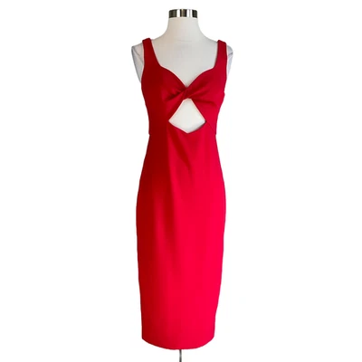 Vestido de cóctel para mujer AQUA talla 6 rojo sin mangas recortado vaina midi Foto 1 de 4