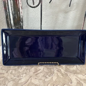 Vintage Homer Laughlin Rectangular Serving Tray Platter Navy Blue 11.5X5 USA - Picture 1 of 4
