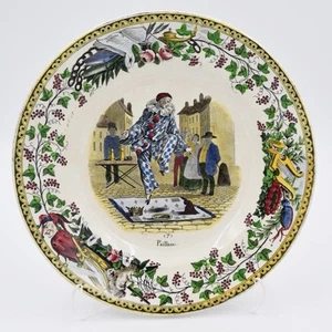 Antique French Polychrome Majolica Plate Creil Montereau Lebeuf Thibault Pechers - Picture 1 of 4