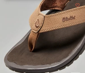 Olukai Ohana Flip Flop Sandals Mens 11 Brown Water Friendly Beach Pool Vacation - Picture 1 of 8
