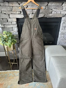 Berne Canvas Insulated Bib Overalls Mens Size 2XL Regular Brown Workwear - Picture 1 of 11