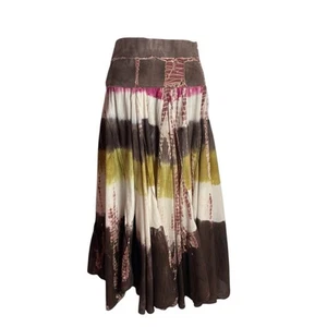 Maxi Falda Solitaria Boho Para Mujer S Púrpura Granate Dorado Tie Dye Festival Hippie - Imagen 1 de 6