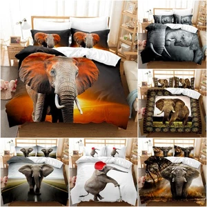 Retro Elephant 3D Bedding Set Duvet Cover Pillowcases Single Double King Soft UK - Picture 1 of 11