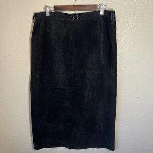 Pamela McCoy Womens Leather Skirt L Laser Cut Black Boho Western Cowgirl Rodeo - Picture 1 of 4