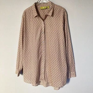 Blusa túnica de papel con flores de roca XL boho india estampado de bloques abotonada nueva con etiquetas - Imagen 1 de 11