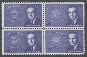 US. 1200. 4c. Senator Brien McMahon (1903-52) Atomic Symbol. Block of 4 MNH 1962 - Picture 1 of 1