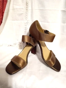 Worthington Womens Copper Strappy stacked leather 3" Heels Size 6M - Picture 1 of 14