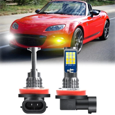 For Mazda MX-5 Miata 2006-2014 Dual Color Golden Yellow White H11 LED Fog Light - Image 1 of 4
