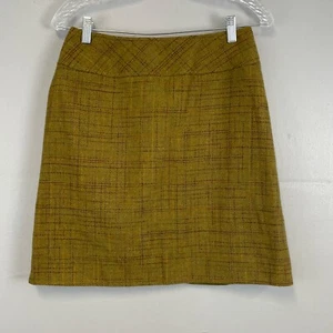 Casual Corner Pencil Skirt Womens Size 6 Green Plaid Lined Wool Blend - Picture 1 of 9