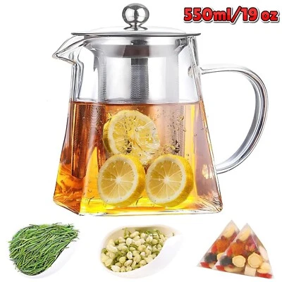 Glass Teapot with Infuser 550ml Loose Leaf Tea Maker Blooming Tea Kettle - Image 1 of 4