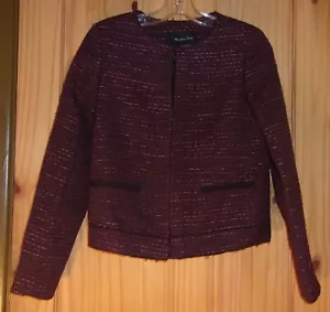 Massimo Dutti NWT Maroon & Very Dark Brown Blazer Jacket, Women's USA size 4 - Picture 1 of 6