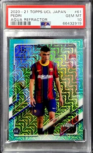 Pedri 2020-21 Topps Chrome UEFA Japan /199 Aqua Refractor Rookie PSA 10 SP RC 61 - Picture 1 of 5