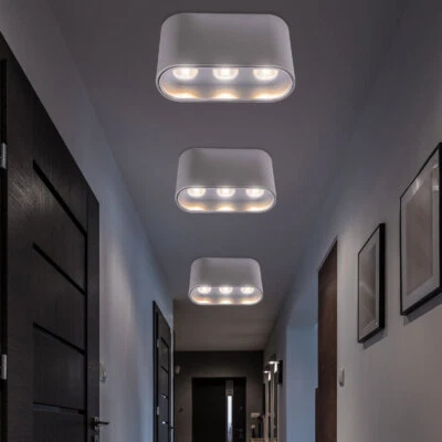 Lampada Montaggio Soffitto Luce da Luci Soggiorno LED Grigio Argento Alluminio - Immagine 1 di 4