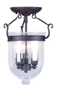 Livex Lighting 5081-07 Jefferson 3 Light Bronze Bell Jar Semi Flush with Seed... - Picture 1 of 3